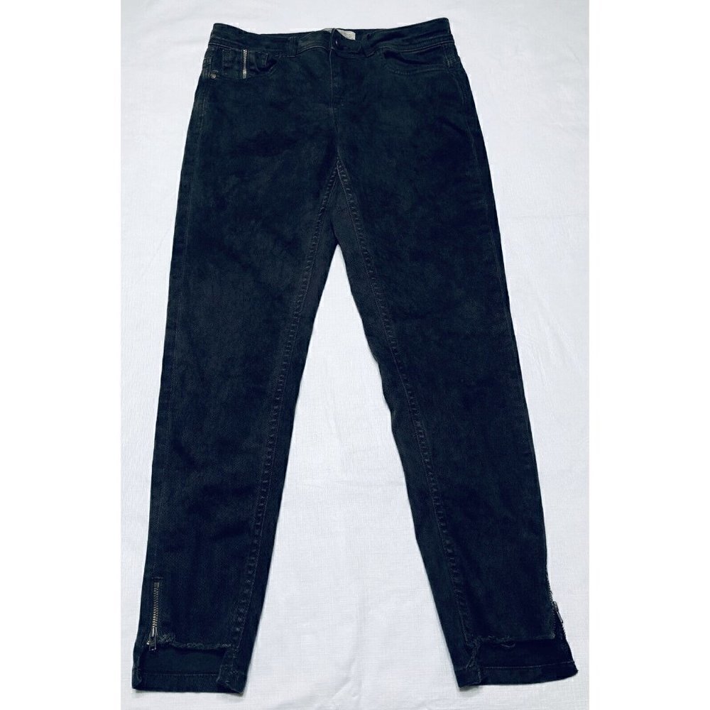 Zara Womens Size 6 Brown Acid Wash Step Hem Skinny Jeans Ankle Zipper